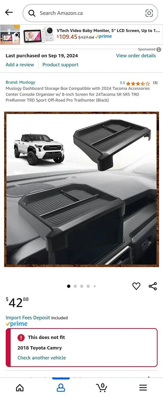 2024 Tacoma Dashboard headunit storage box - Worth the buy Screenshot_20240924_155630_Amazon Shopping