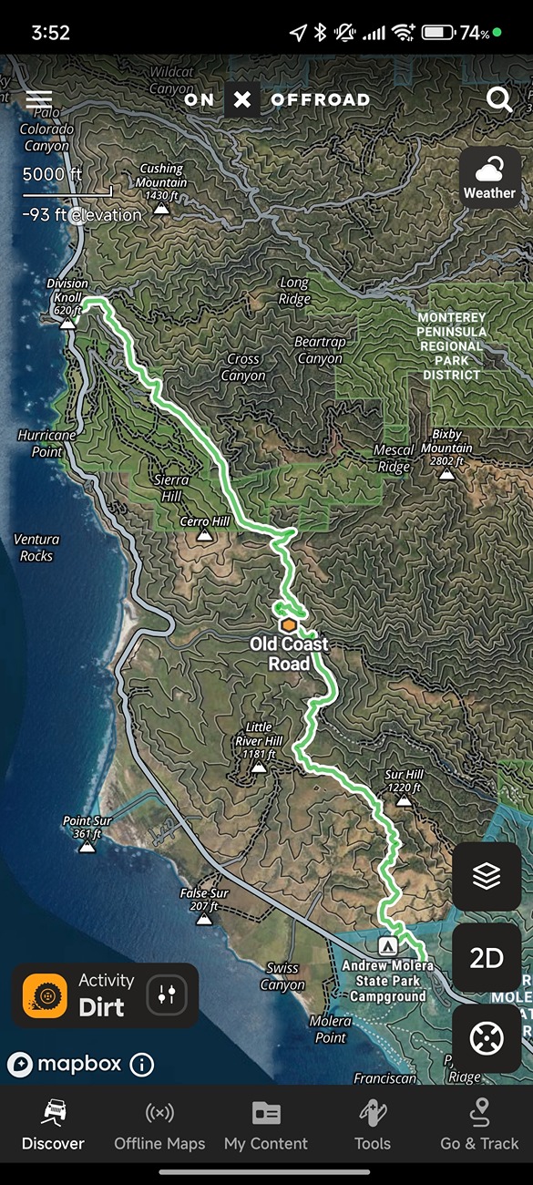 2024 Tacoma Drove Old Coast Road in Big Sur Screenshot_2025-08-16-15-52-52-469_onxmaps.offroad