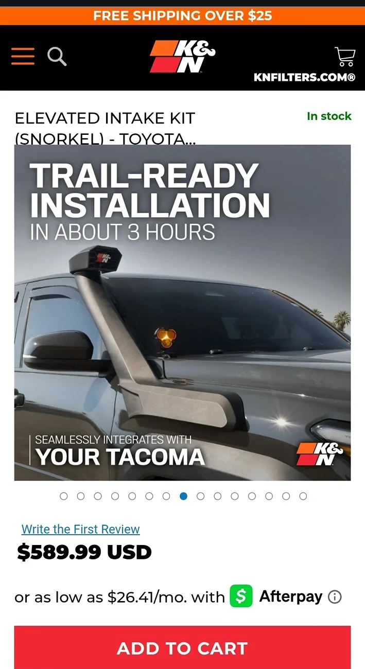 2024 Tacoma K&N Intake kit (Snorkel) Screenshot_20250908_131813_Chrom