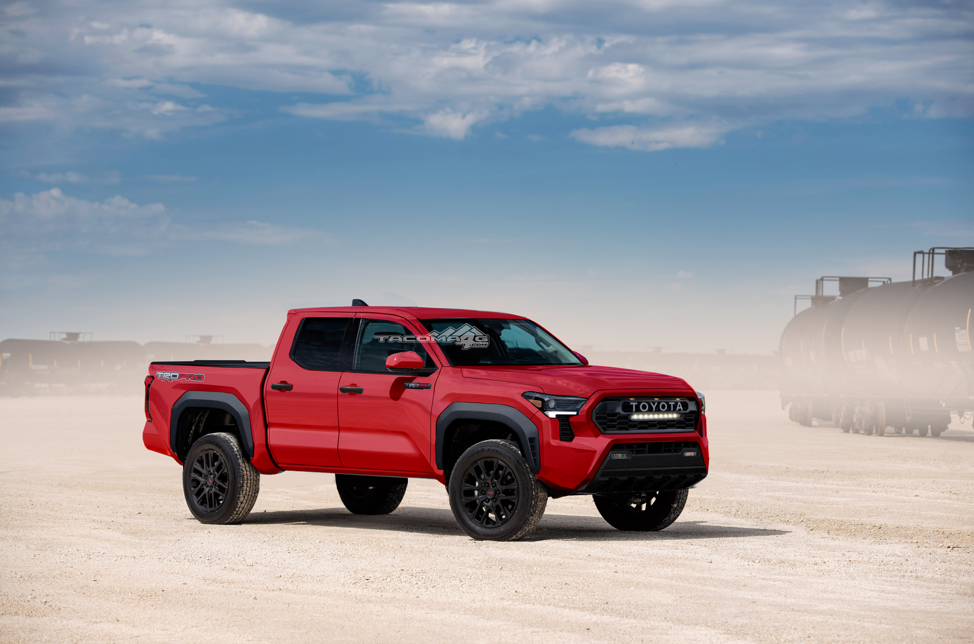 2024 Tacoma Our 2024 Toyota Tacoma TRD PRO Preview Renderings! Tacoma-2023-front-Red