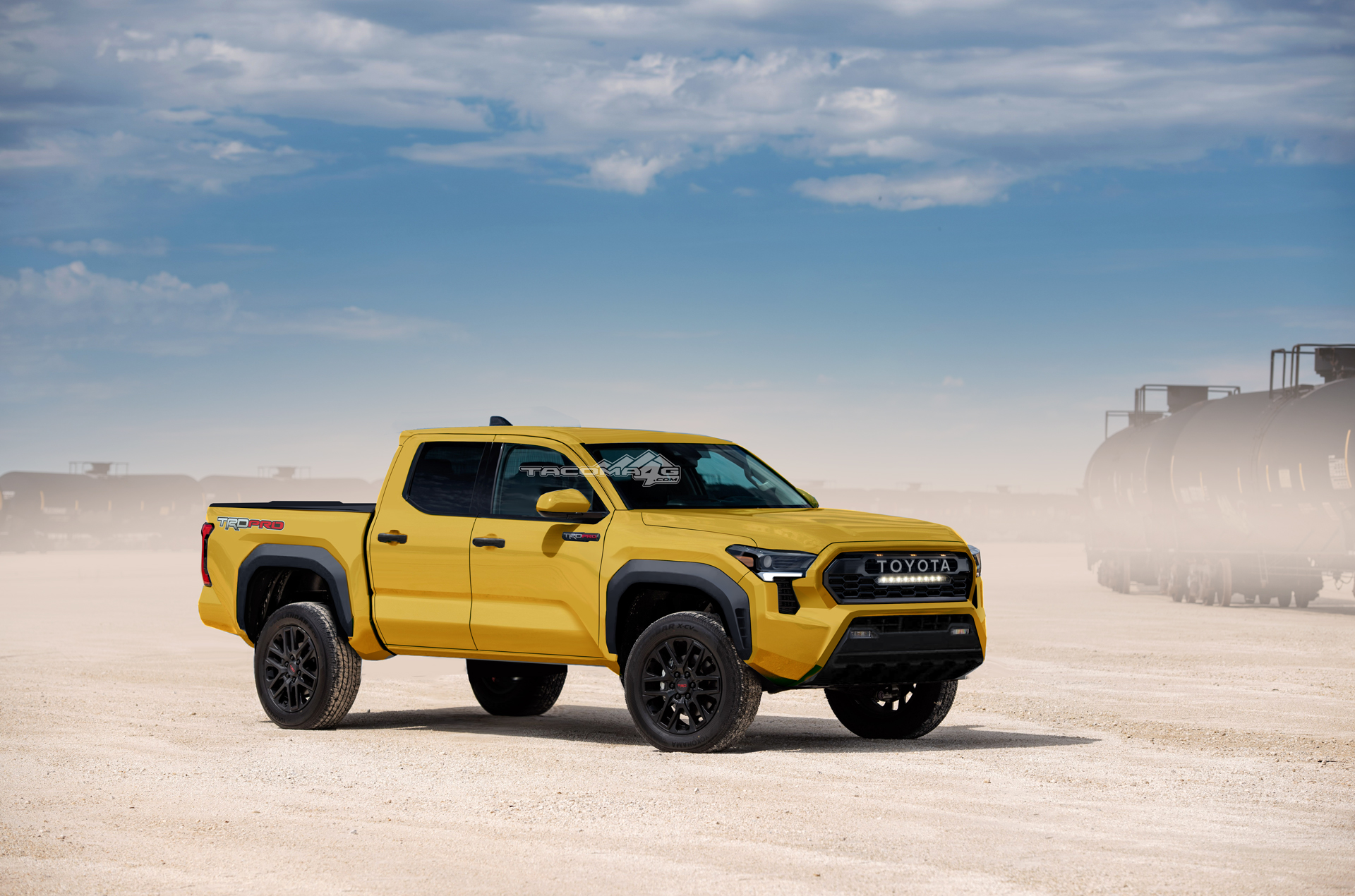 2024 Tacoma Our 2024 Toyota Tacoma TRD PRO Preview Renderings! Tacoma-2023-Front-Yellow