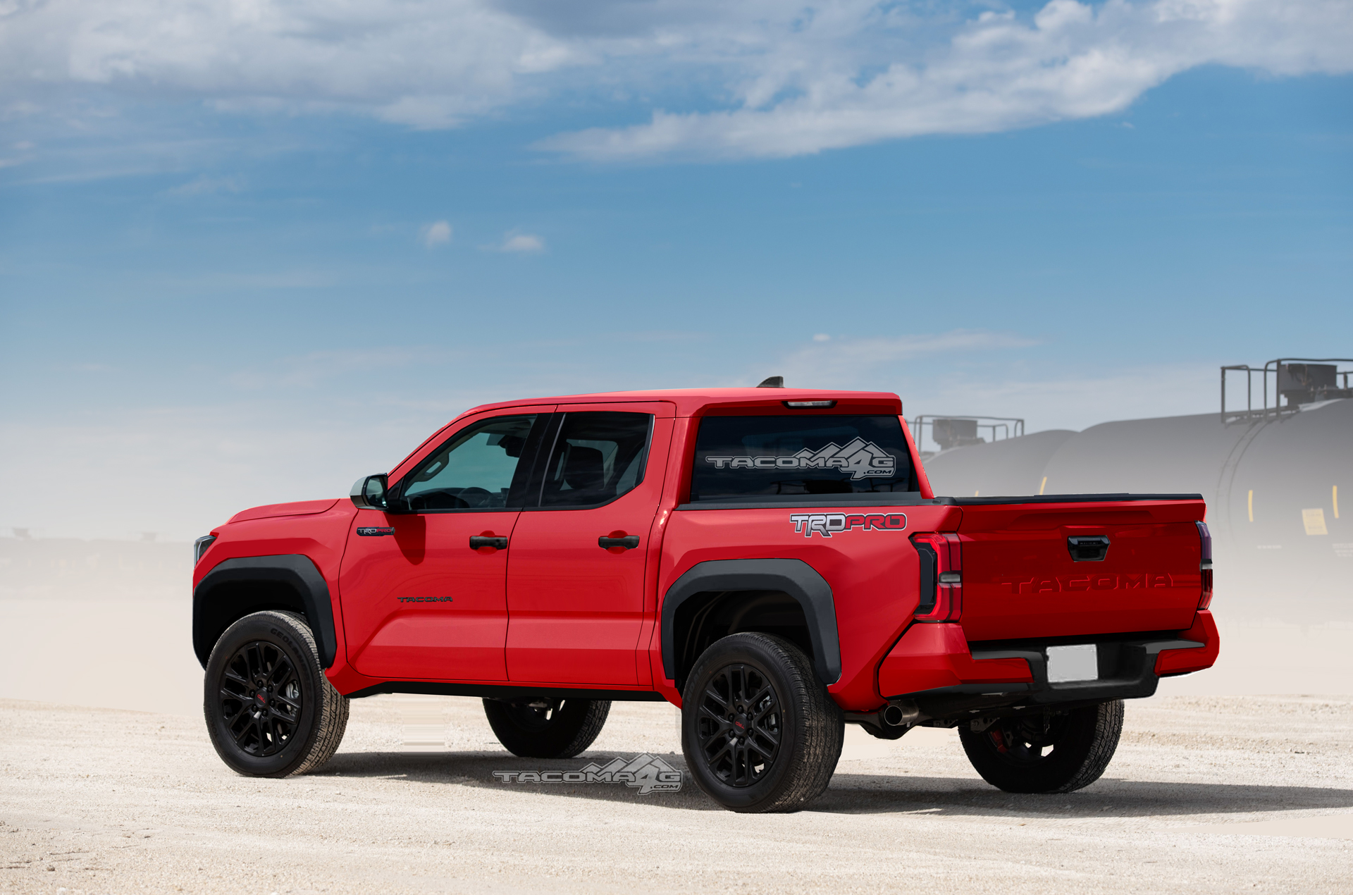 2024 Tacoma Our 2024 Toyota Tacoma TRD PRO Preview Renderings! Tacoma-2023-rear-Red1