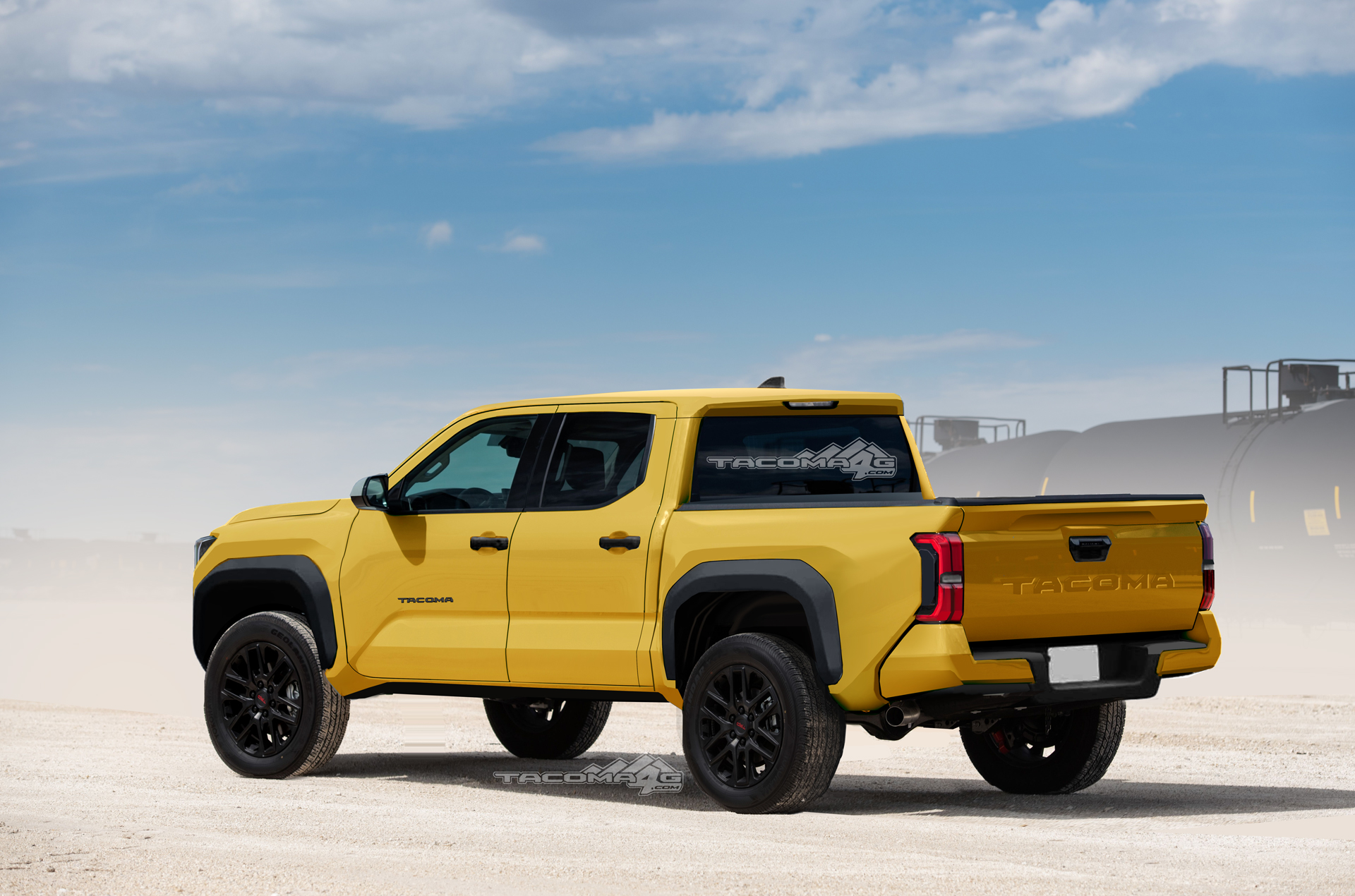 2024 Tacoma Our 2024 Toyota Tacoma TRD PRO Preview Renderings! Tacoma-2023-rear-Yellow
