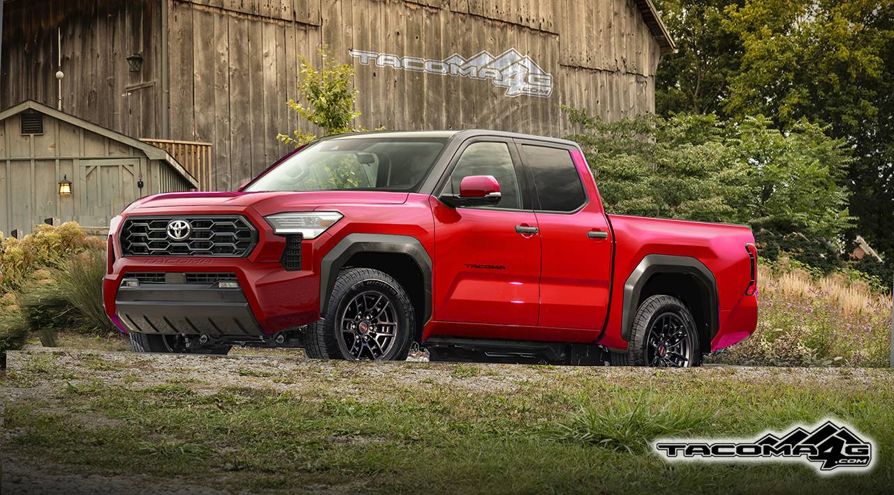 2024 Tacoma Next Gen 2024 Tacoma BEV + ICE/Hybrid Rendering Previews + Design, Development, Ordering & Production Schedule Tacoma-Front-Red