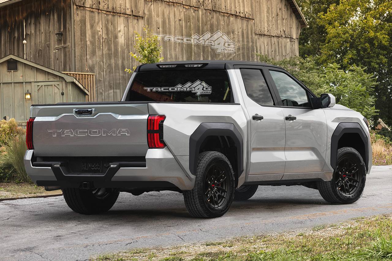 2024 Tacoma Next Gen 2024 Tacoma BEV + ICE/Hybrid Rendering Previews + Design, Development, Ordering & Production Schedule Tacoma-Rear-White