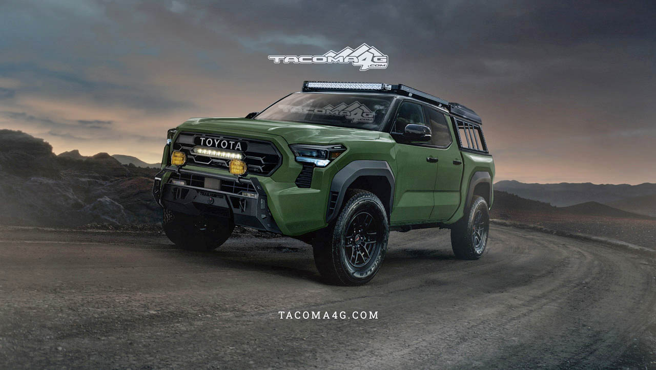 2024 Tacoma Teaser 5/16: 2024 Tacoma TRD Pro & Trailhunter Overhead View in Two Colors w/ Black Roof + May 19 1:30AM ET Debut Confirmed! tacoma-trailhunter-front-green-r-