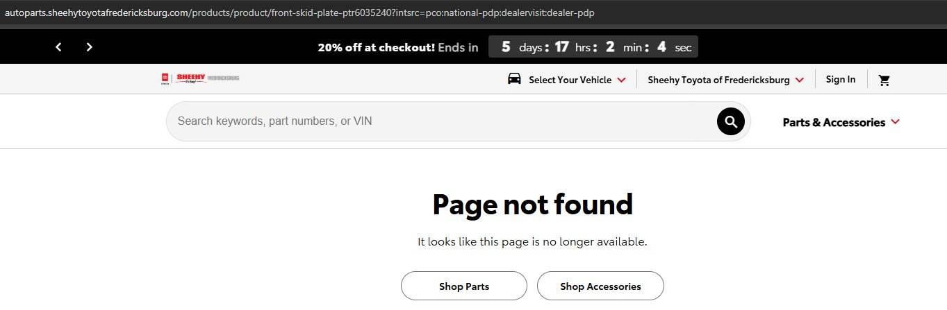 2024 Tacoma 20% off all Toyota OEM parts from online dealers until July 7 Toyota Error
