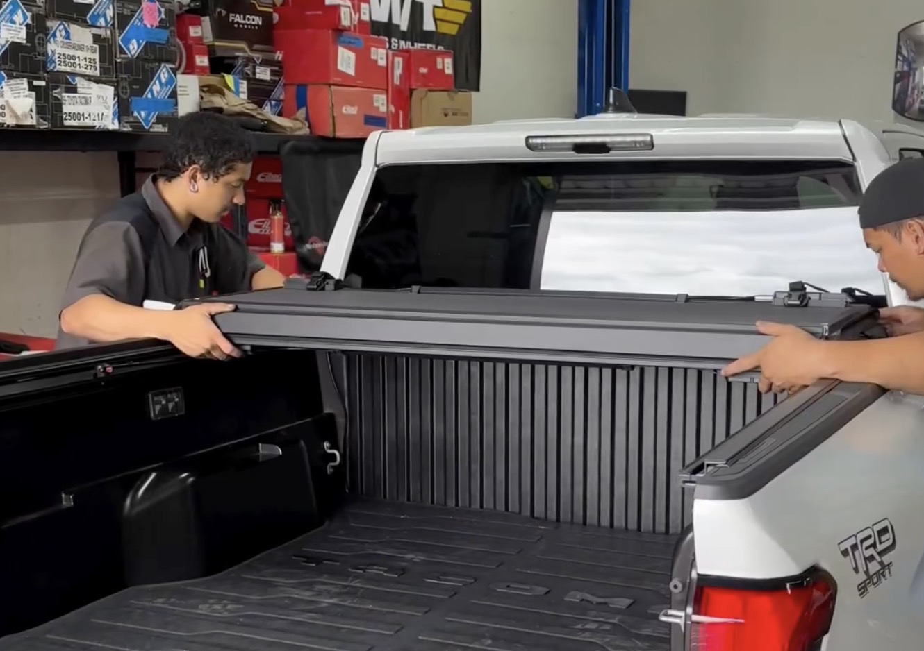 2024 Tacoma OEM Trifold Hard Tonneau Cover installed on 4th Gen Tacoma - spotted in Hawaii Toyota OEM Trifold Hard Tonneau Cover 3