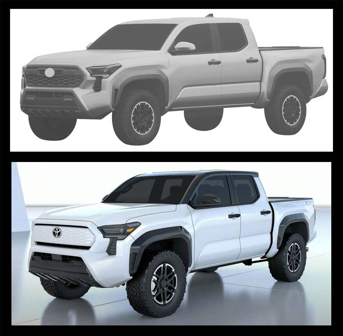 2024 Tacoma 2024 Tacoma Design Images Revealed in Patent! 📸 🕵🏻‍♂️ toyota tacoma ICE vs EV Concept