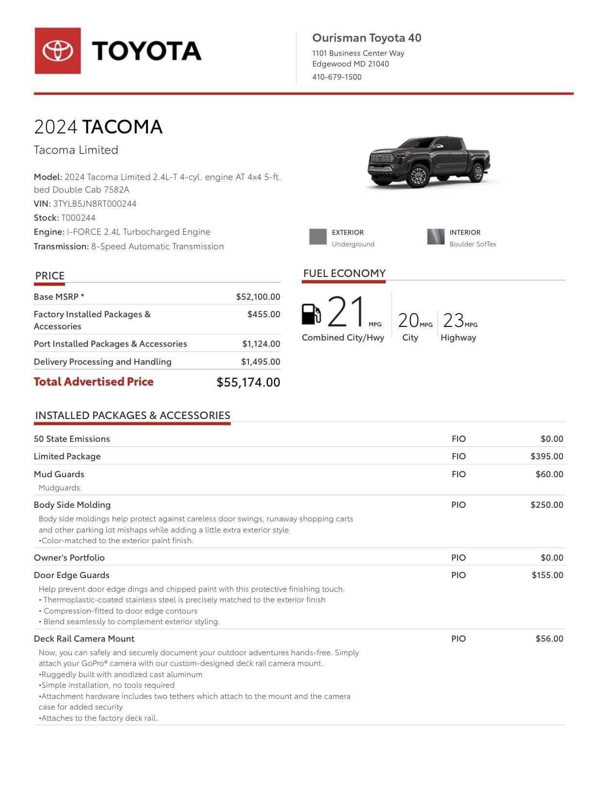 2024 Tacoma Updates of 2024 Tacomas on dealer lots (dealership, pricing, photos) Underground 2024 Tacoma Limited interior exterior 1