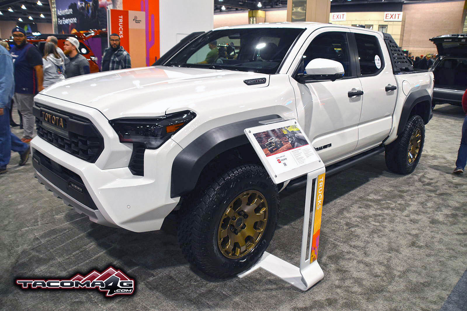 2024 Tacoma 2024 Tacoma TRAILHUNTER - Specs, Price (TBA) Features, Photos & Videos White Wind Chill Pearl 2024 Tacoma Trailhunter @ Philadelphia Auto Show6