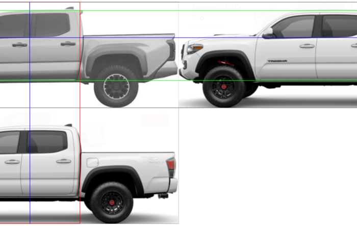 Comparison: 2024 Tacoma vs. 2023 Tacoma side-by-side images
