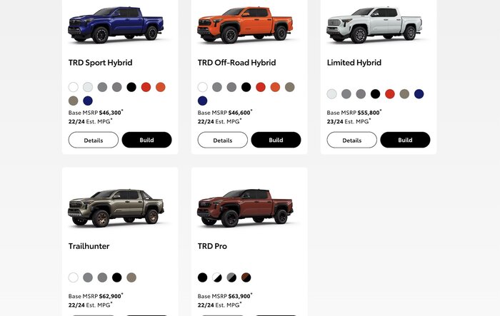 Build & Price Configurator is up for Hybrid  2024 Tacomas + Accessories! Share Your Build Inside